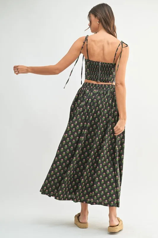 MABLE Floral Crop Top and Skirt Set