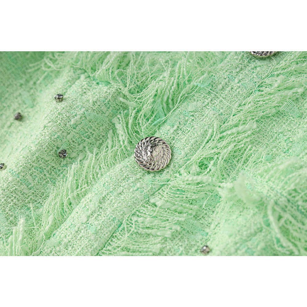 Nadia Mint Halter Tweed Mini Dress