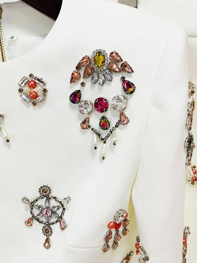 Delaney White Rhinestone Top and Skirt Two Piece Set