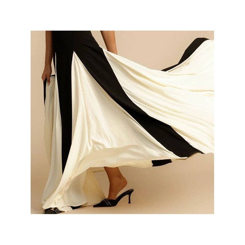 Color Block Spaghetti Strap Maxi Dress