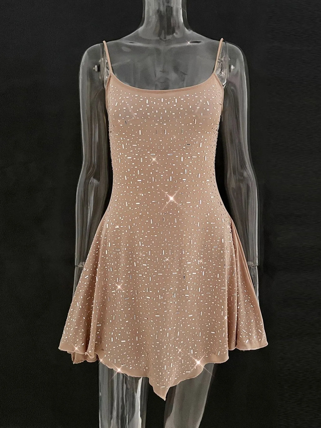 Rhinestone Decor Mini Cami Dress