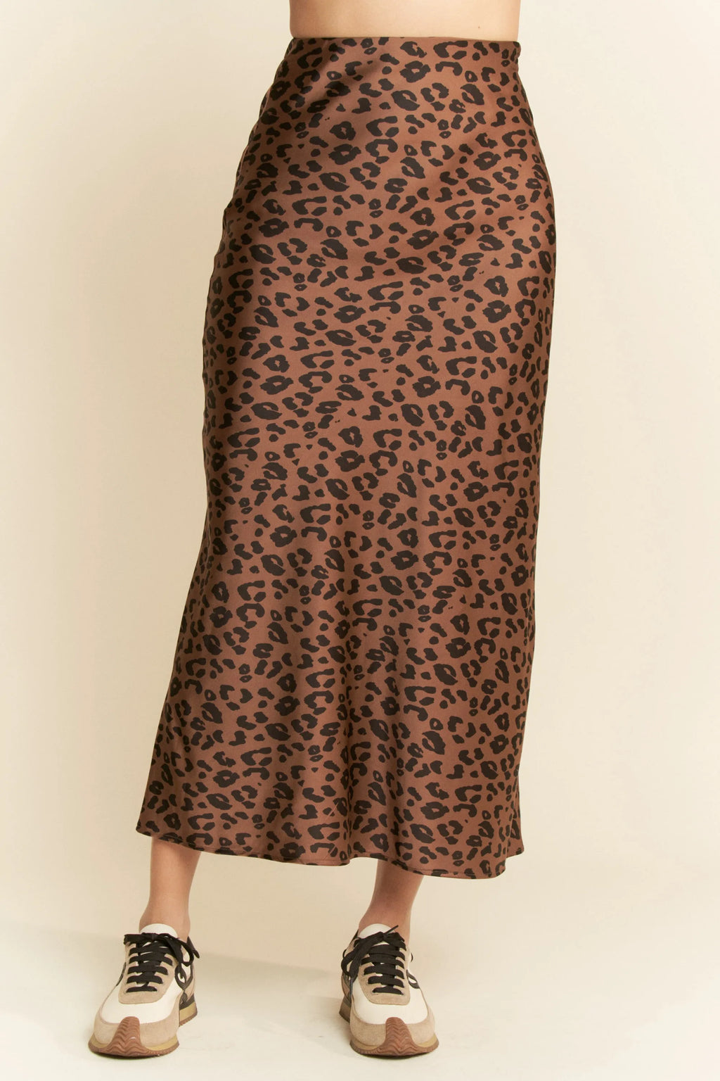 Davi & Dani Leopard Animal Print Long Length Skirt