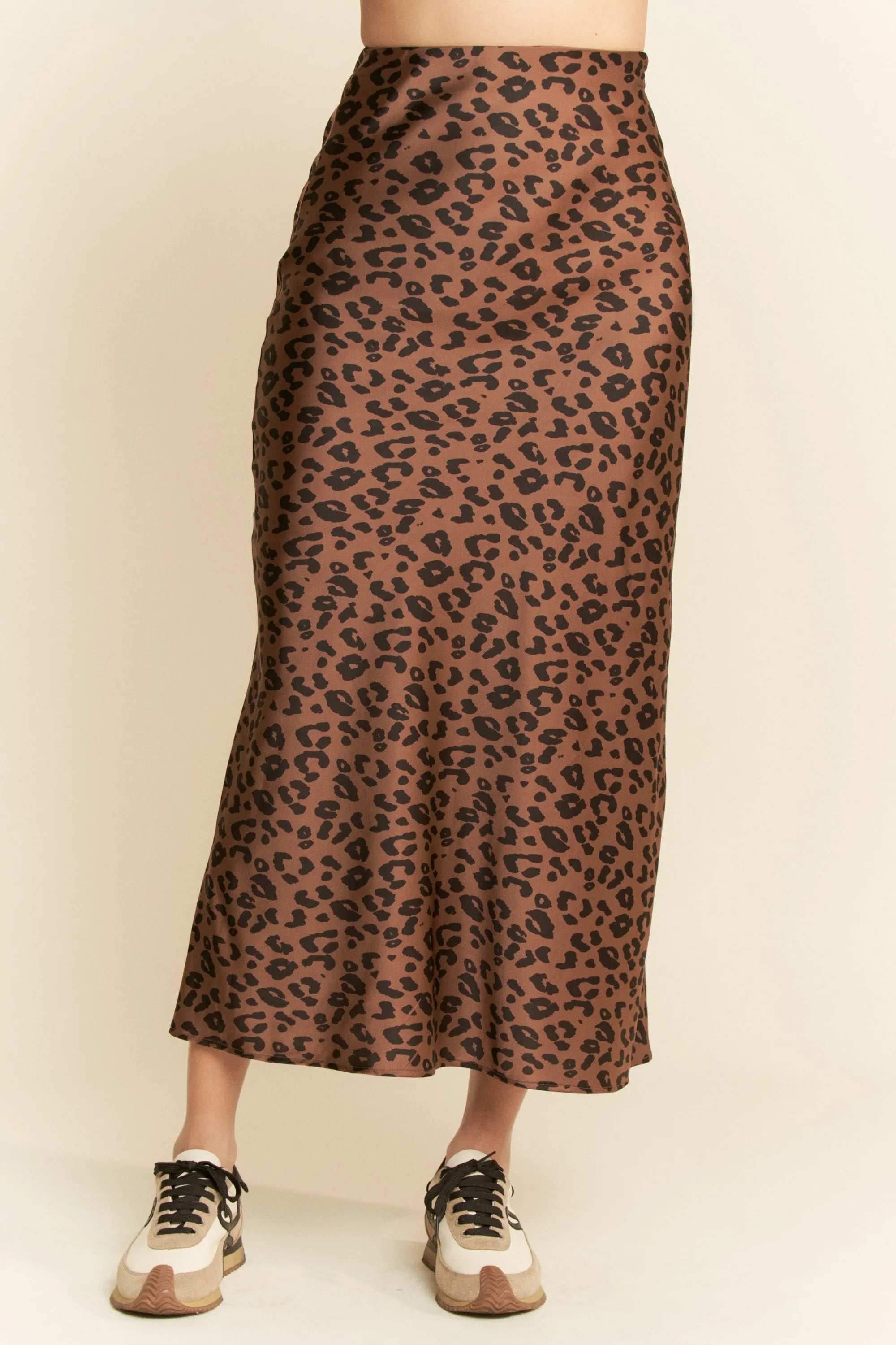 Davi & Dani Leopard Animal Print Long Length Skirt