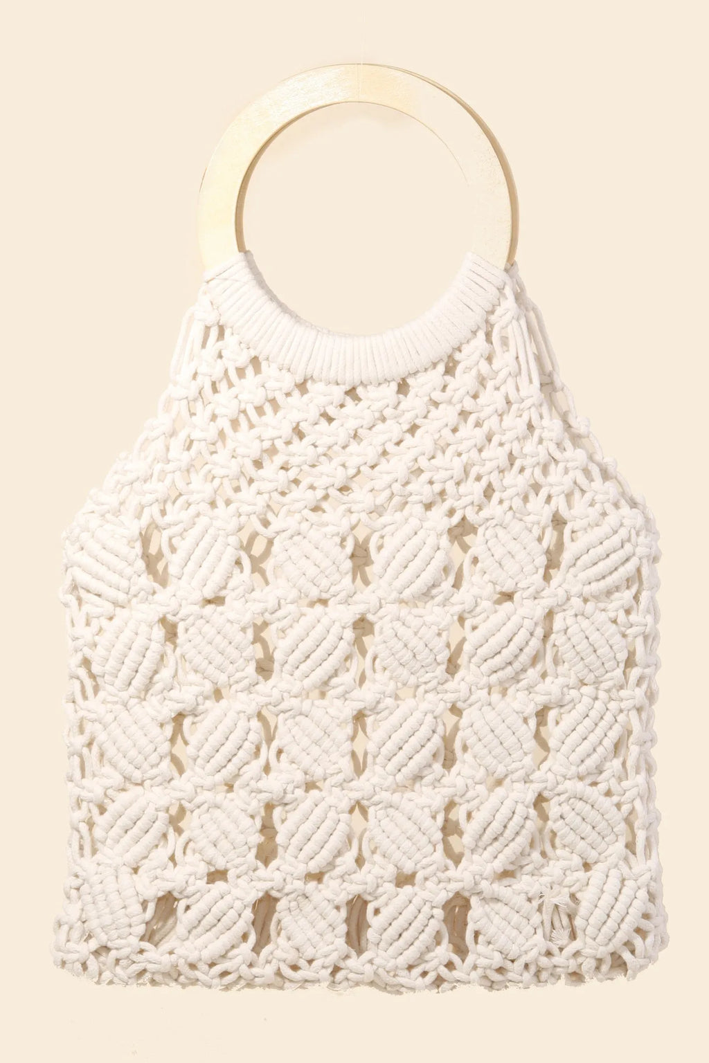 Fame Boho Braided Wooden Top Handle Bag