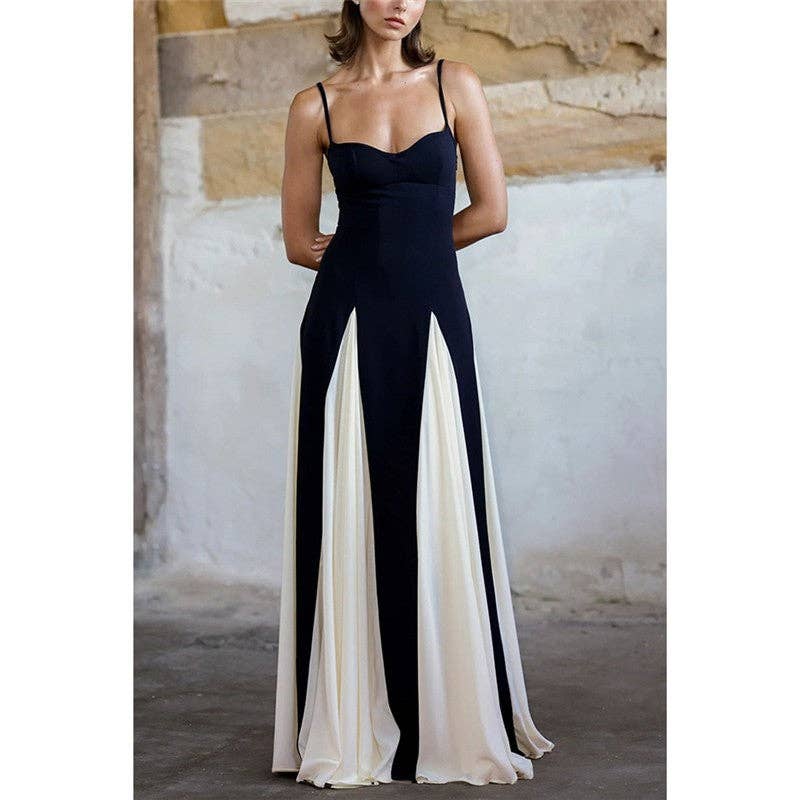 Color Block Spaghetti Strap Maxi Dress