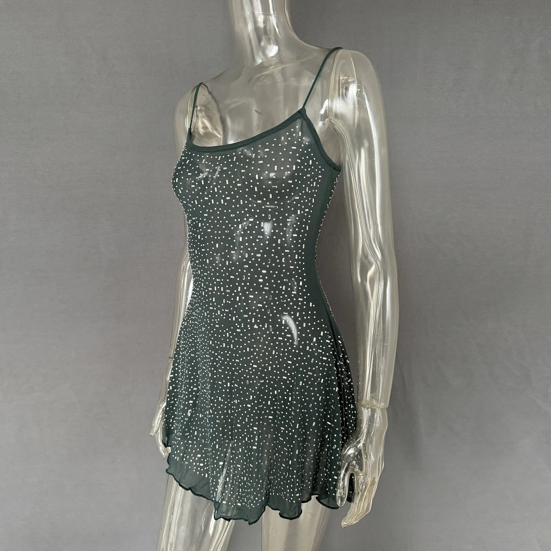 Rhinestone Decor Mini Cami Dress