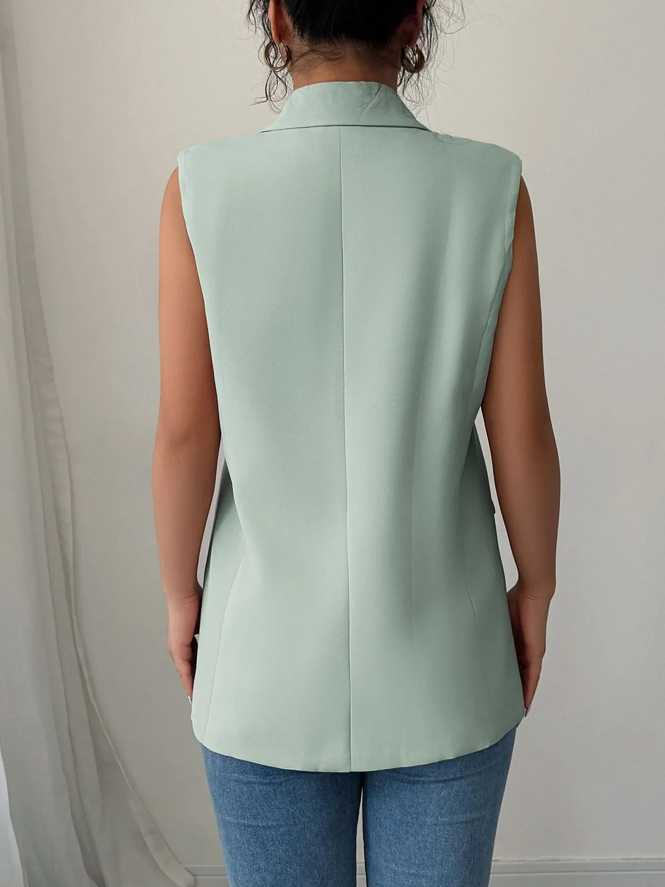 One Button Sleeveless Blazer