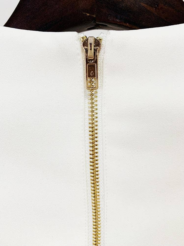 Delaney White Rhinestone Top and Skirt Two Piece Set