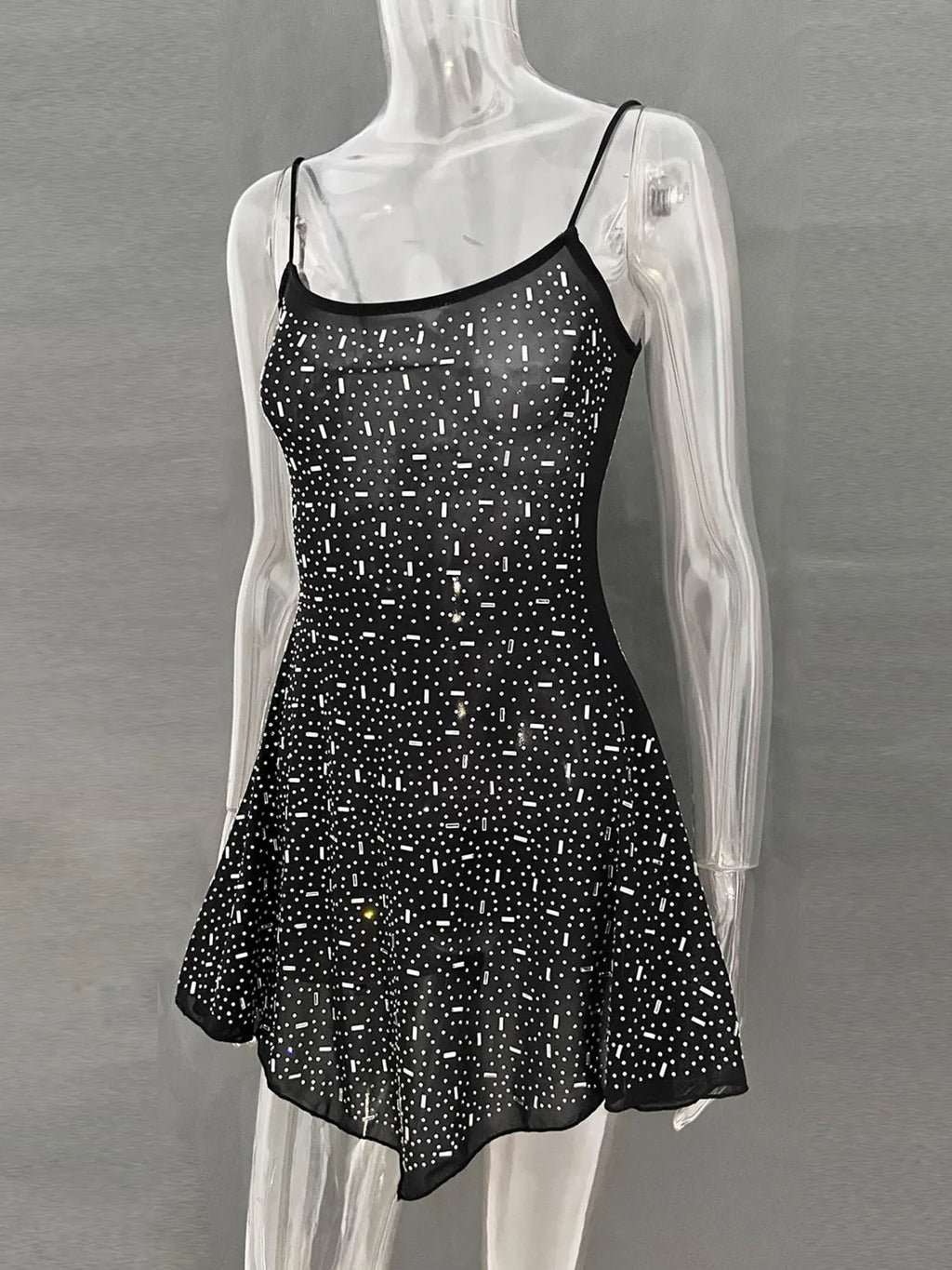 Rhinestone Decor Mini Cami Dress
