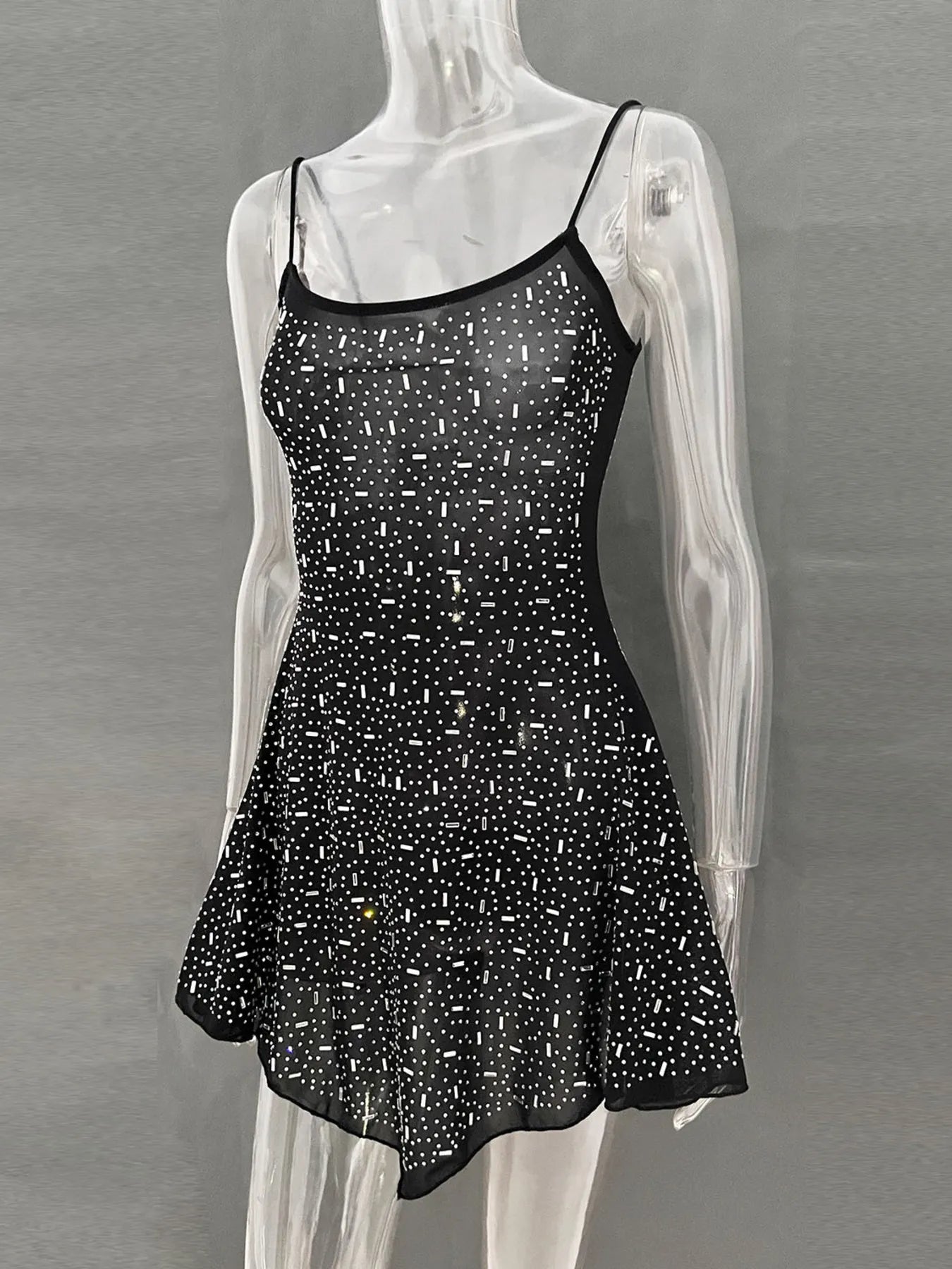 Rhinestone Decor Mini Cami Dress