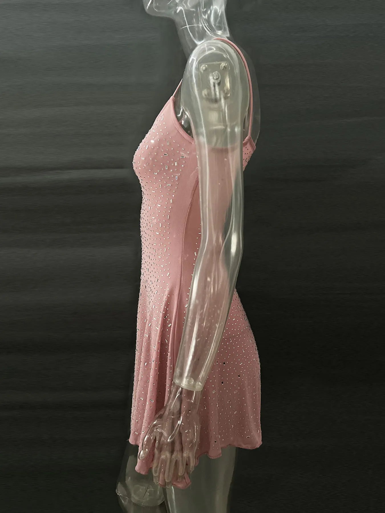 Rhinestone Decor Mini Cami Dress