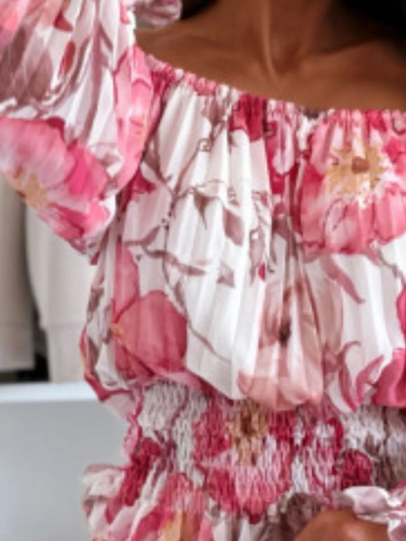 Floral Off-Shoulder Top and Skirt Two-Piece Set