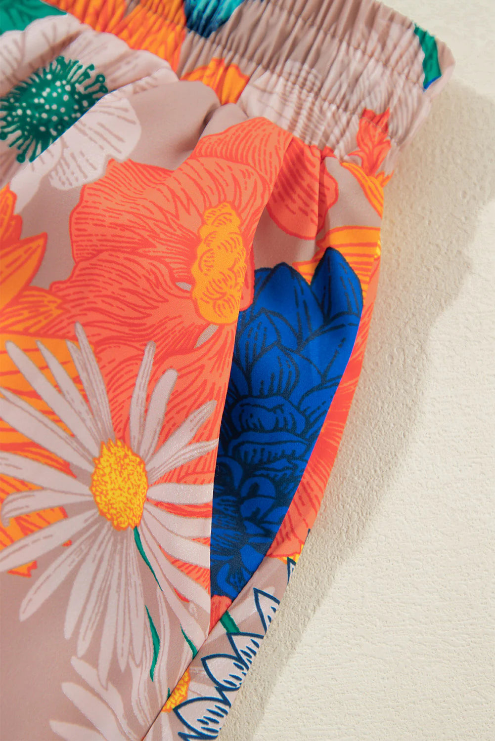 Printed Button Up Long Sleeve Top and Shorts Set