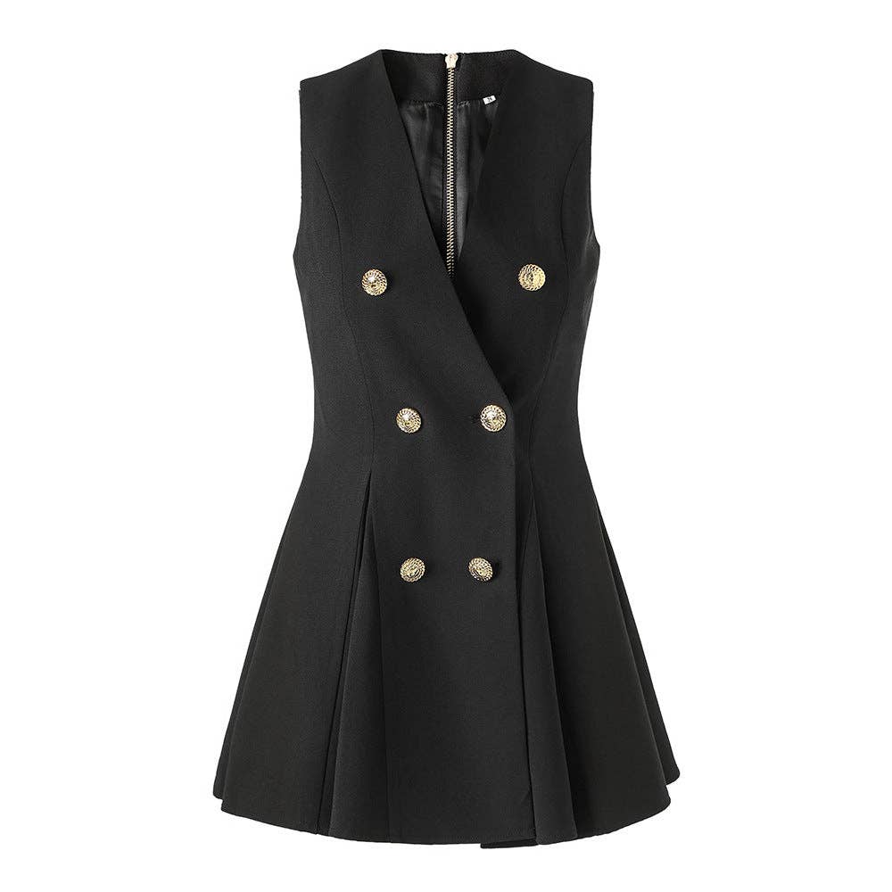 Galilea Black V Neck Mini Dress