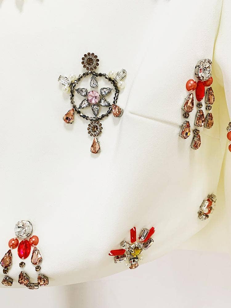 Delaney White Rhinestone Top and Skirt Two Piece Set