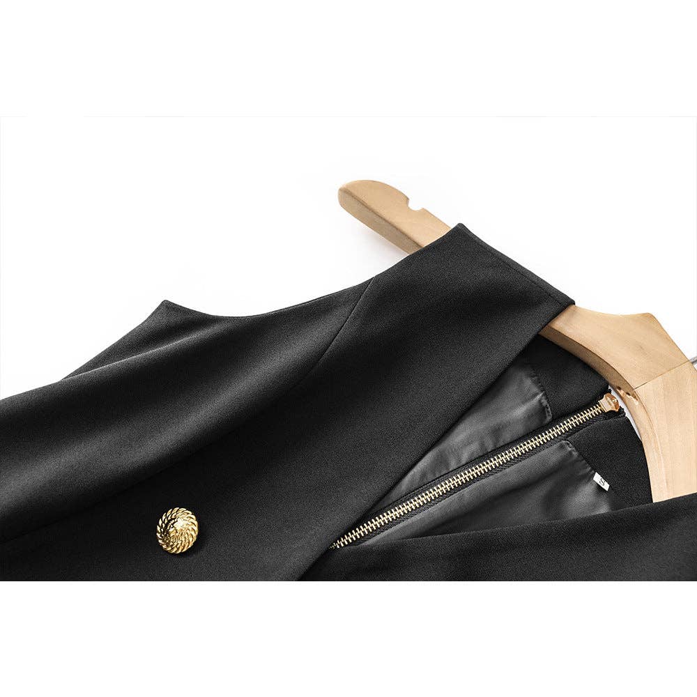 Galilea Black V Neck Mini Dress