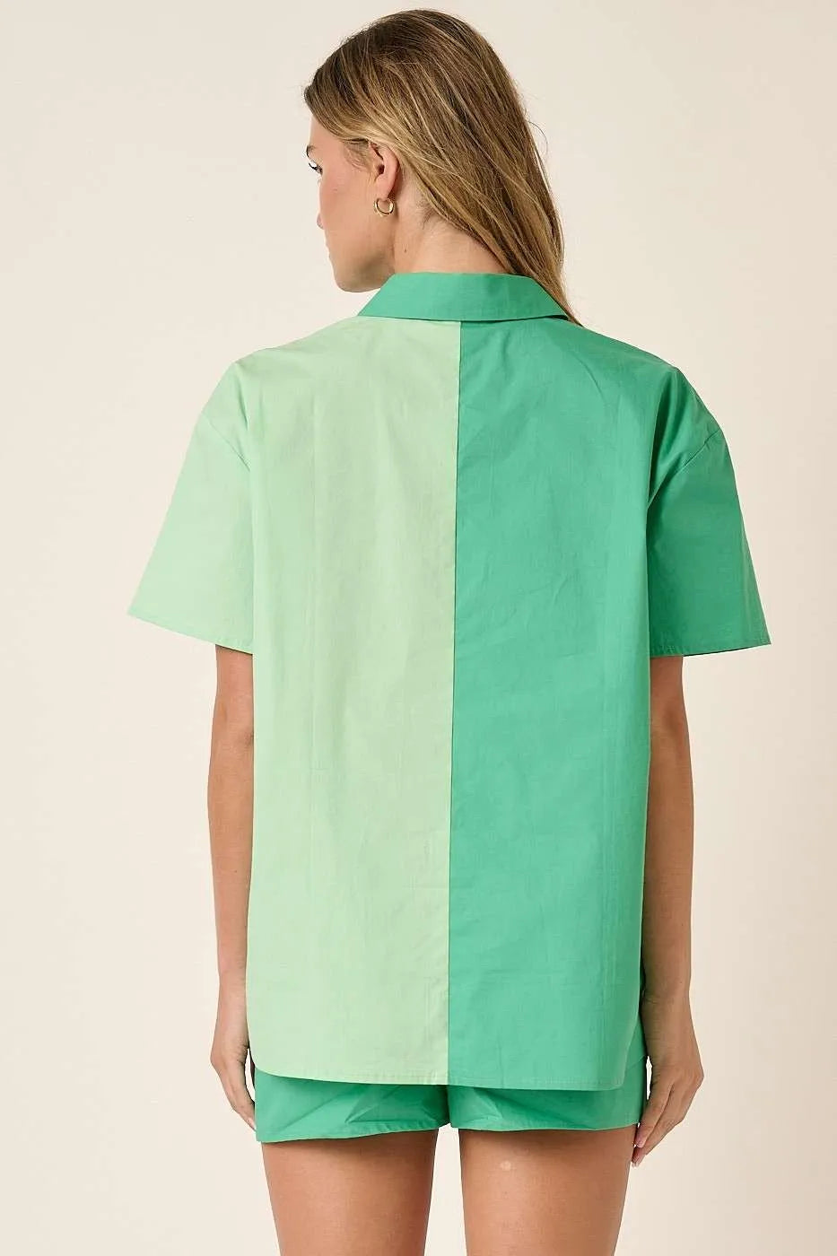 Mittoshop Color Block Short Sleeve Shirt and Shorts Set