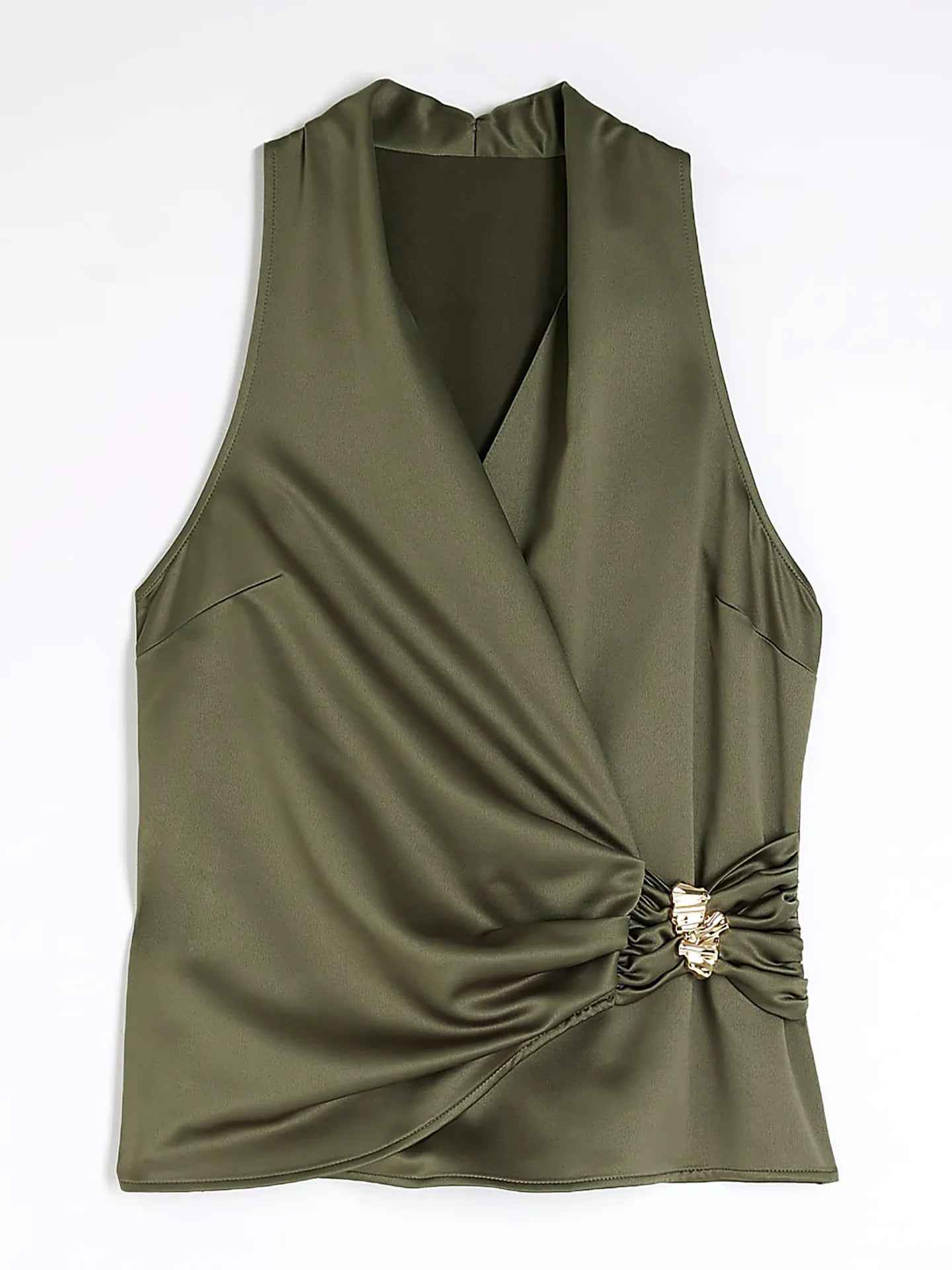 Surplice Sleeveless Top and Pants Set