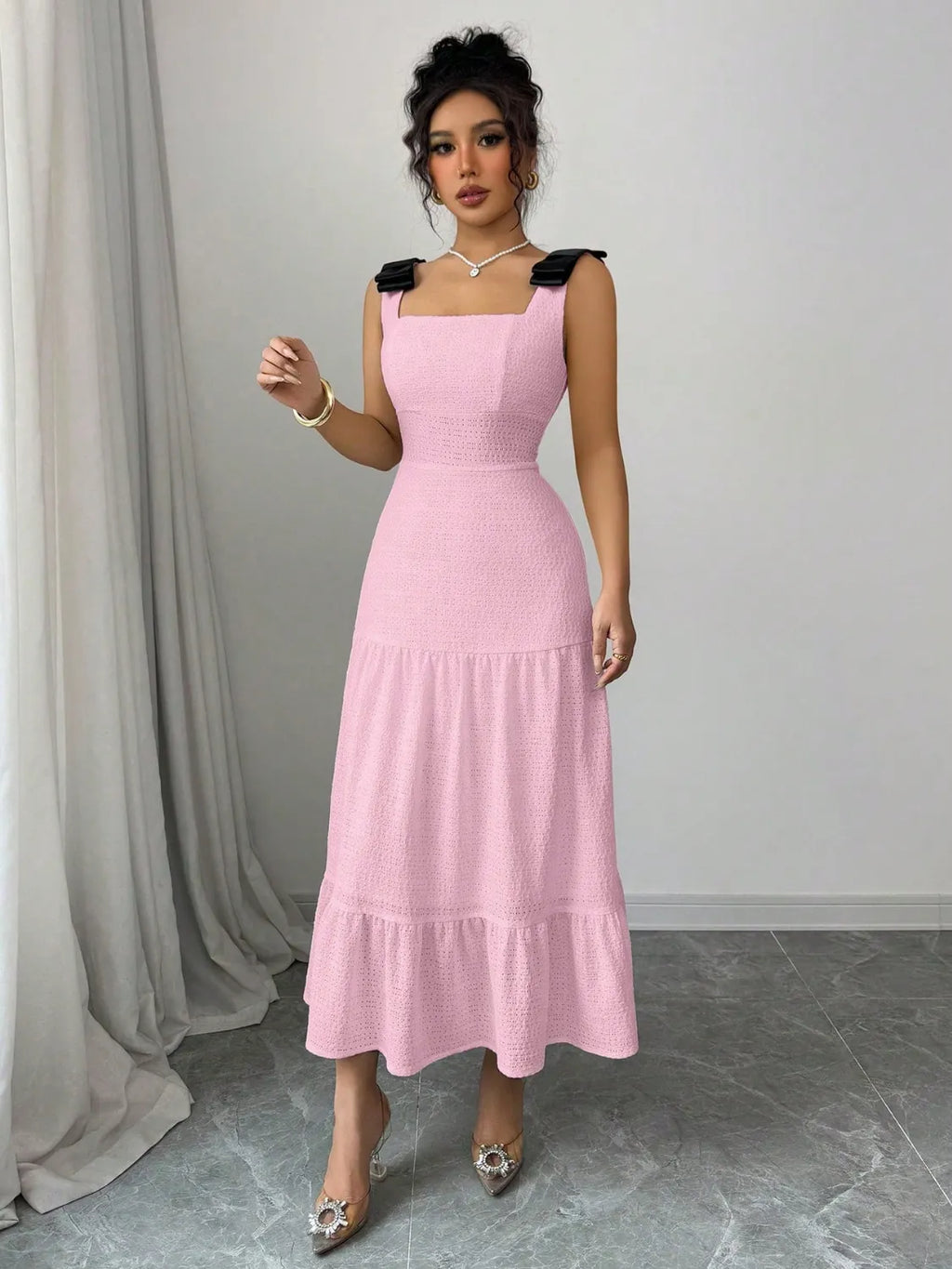 Square Neck Wide Strap Dress