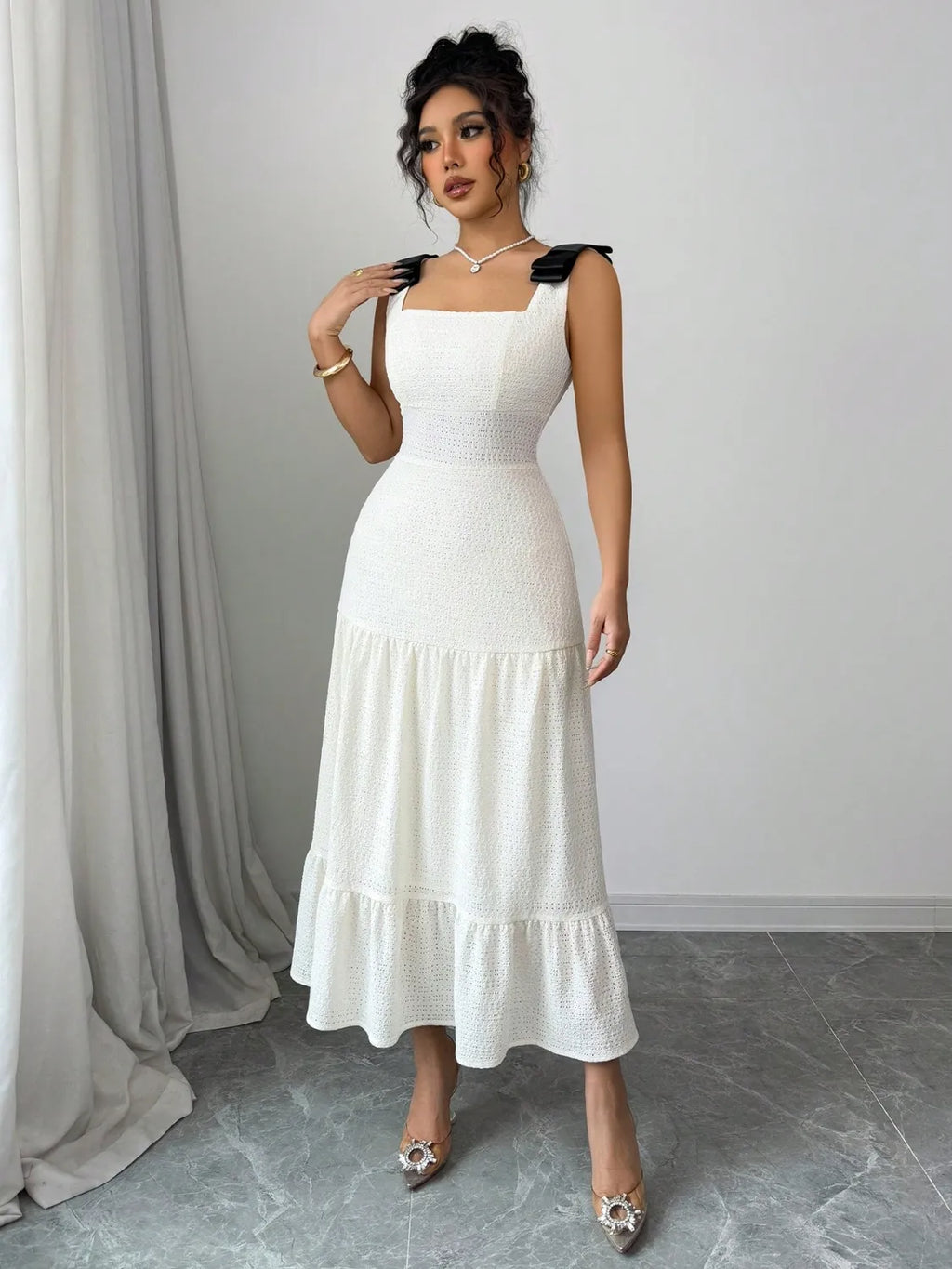 Square Neck Wide Strap Dress