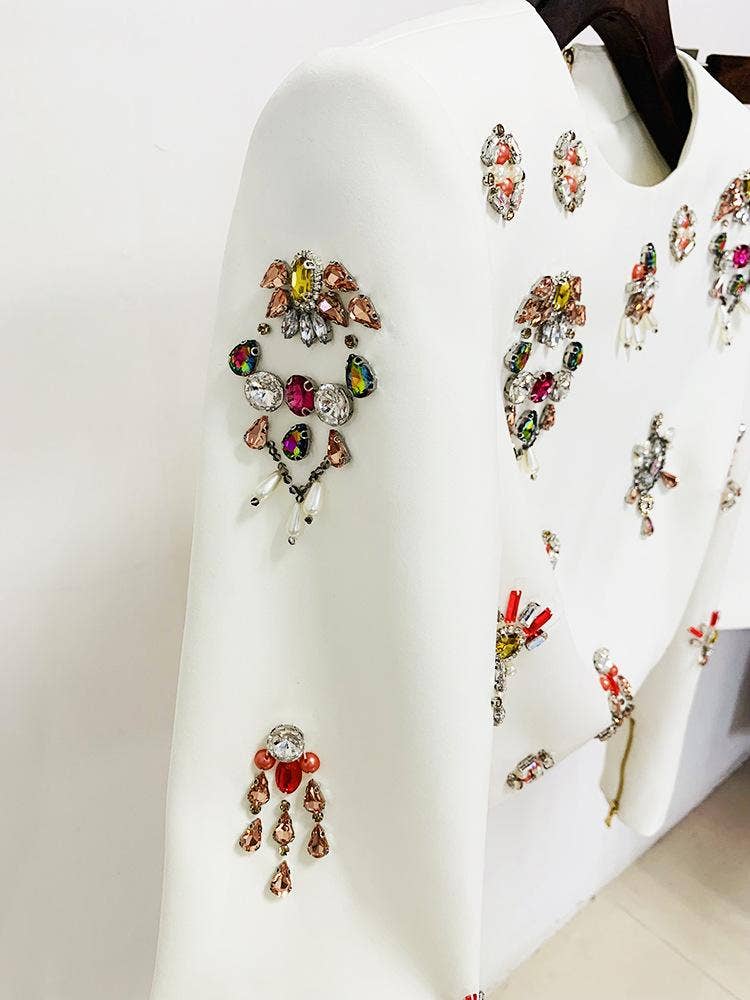 Delaney White Rhinestone Top and Skirt Two Piece Set