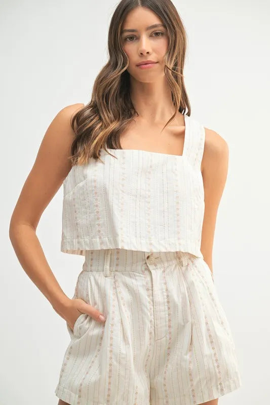 MABLE Square Neck Crop Top and Shorts Set