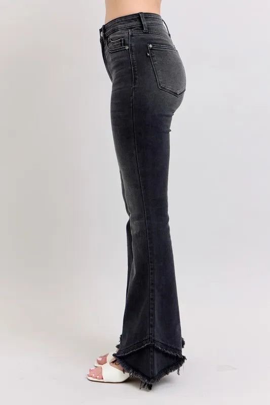 Judy Blue Full Size High Waist Flare W/ Mock Fray Tulip Hem Plus Size