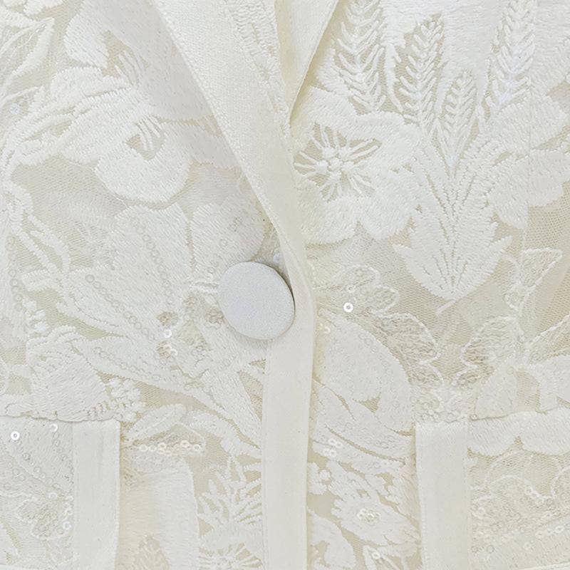 Keira White Lace Blazer and Pant Two Piece Set