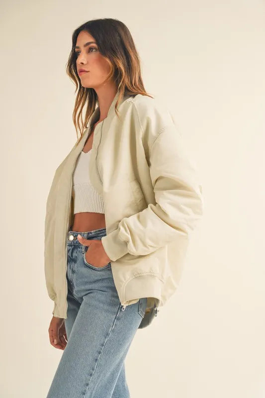 MABLE Back Ruched Utiltiy Bomber Jacket