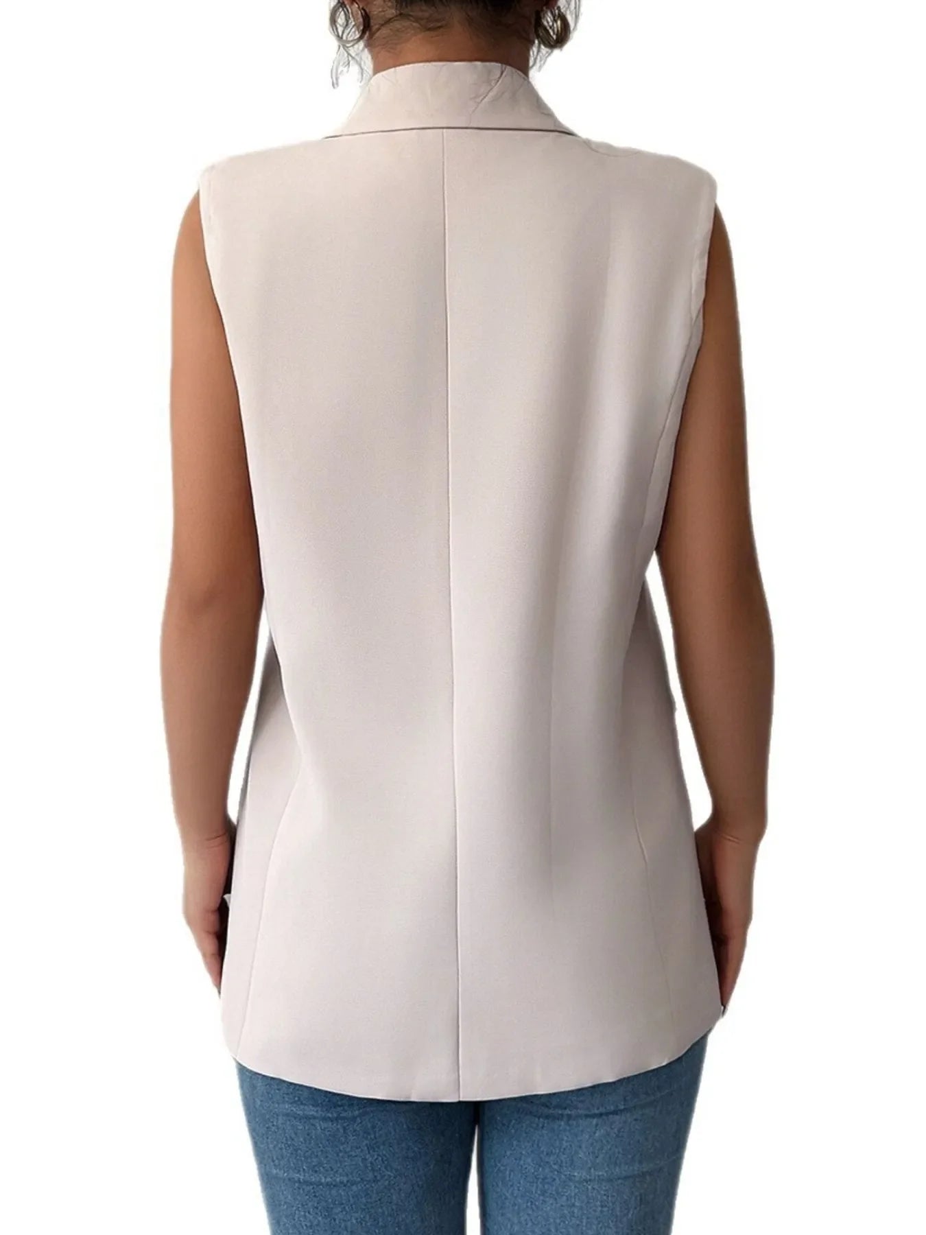 One Button Sleeveless Blazer