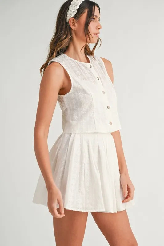 MABLE Eyelet Lace Top and Mini Skirt Set