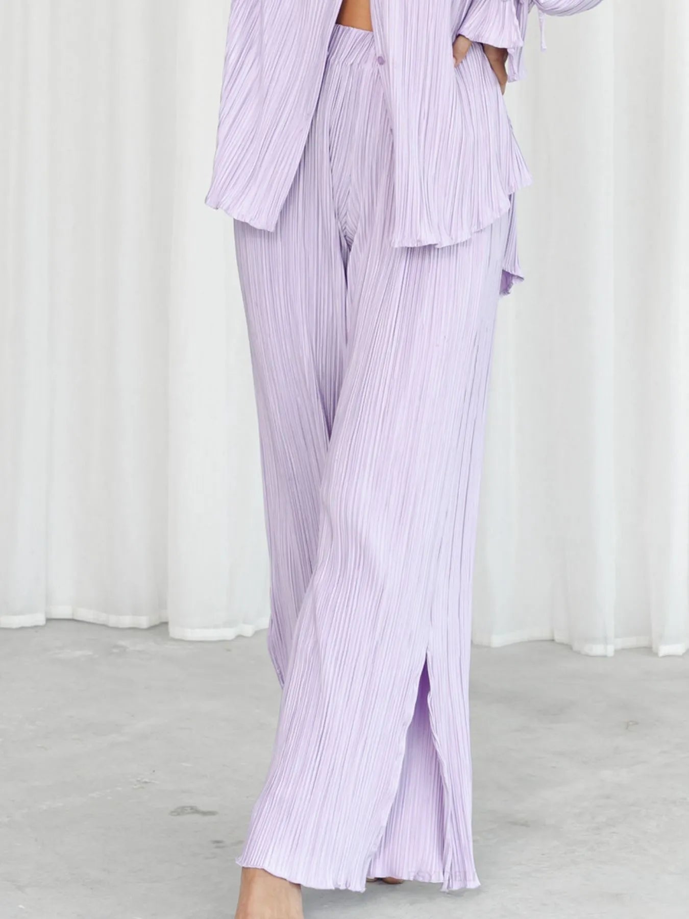 Button Up Long Sleeve Top and Pants Set