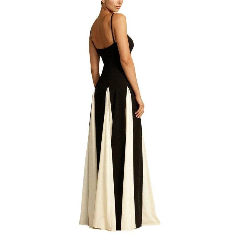 Color Block Spaghetti Strap Maxi Dress
