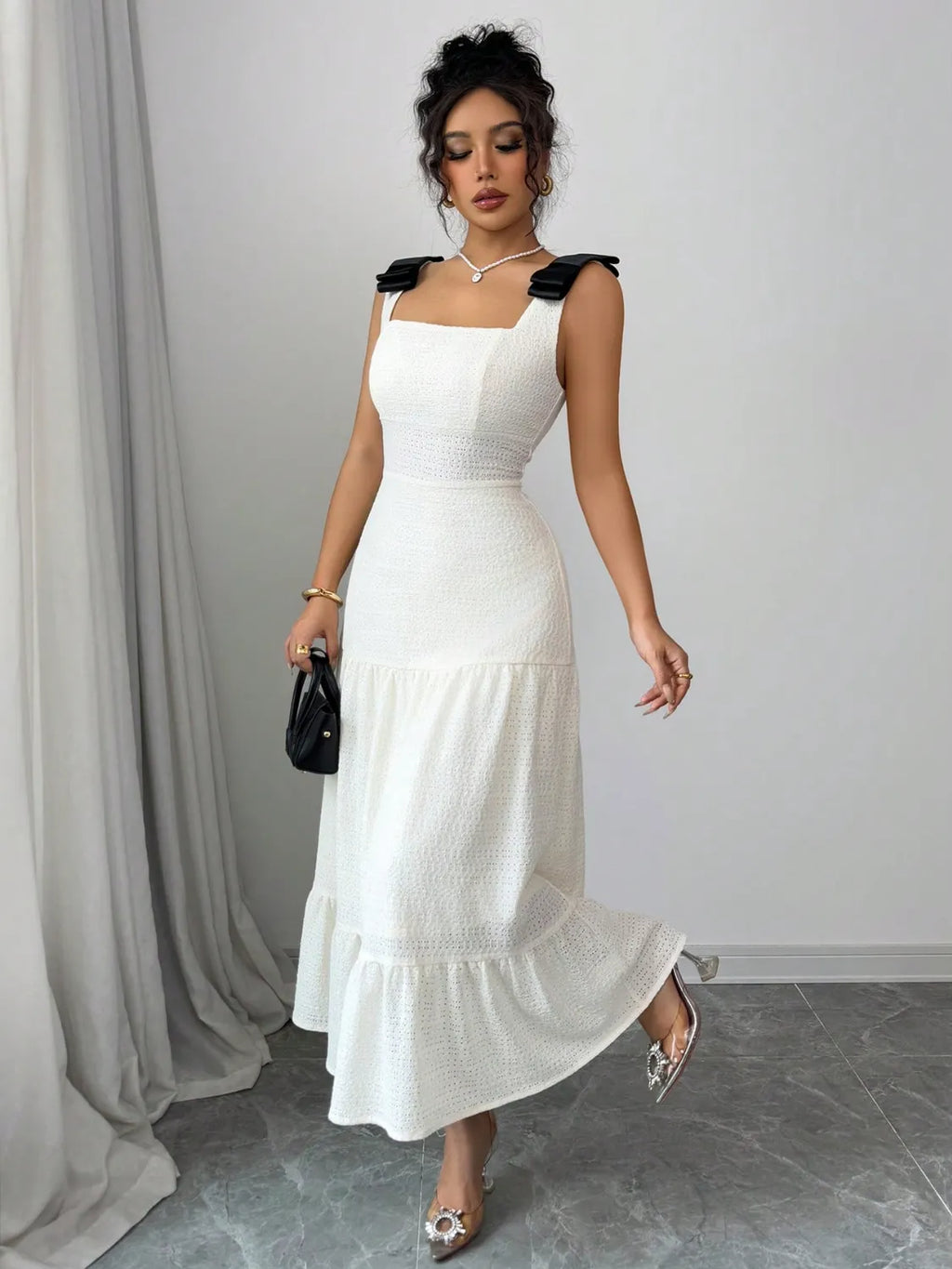 Square Neck Wide Strap Dress