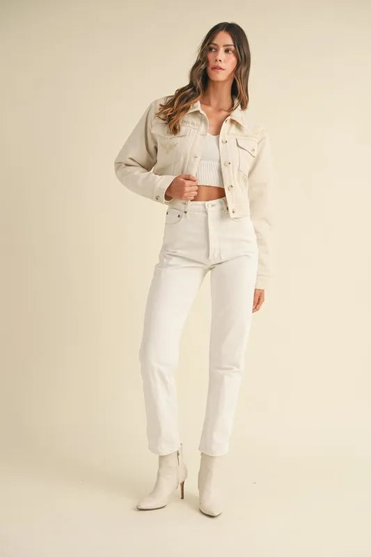 MABLE Embroidered Quilted Cropped Jacket