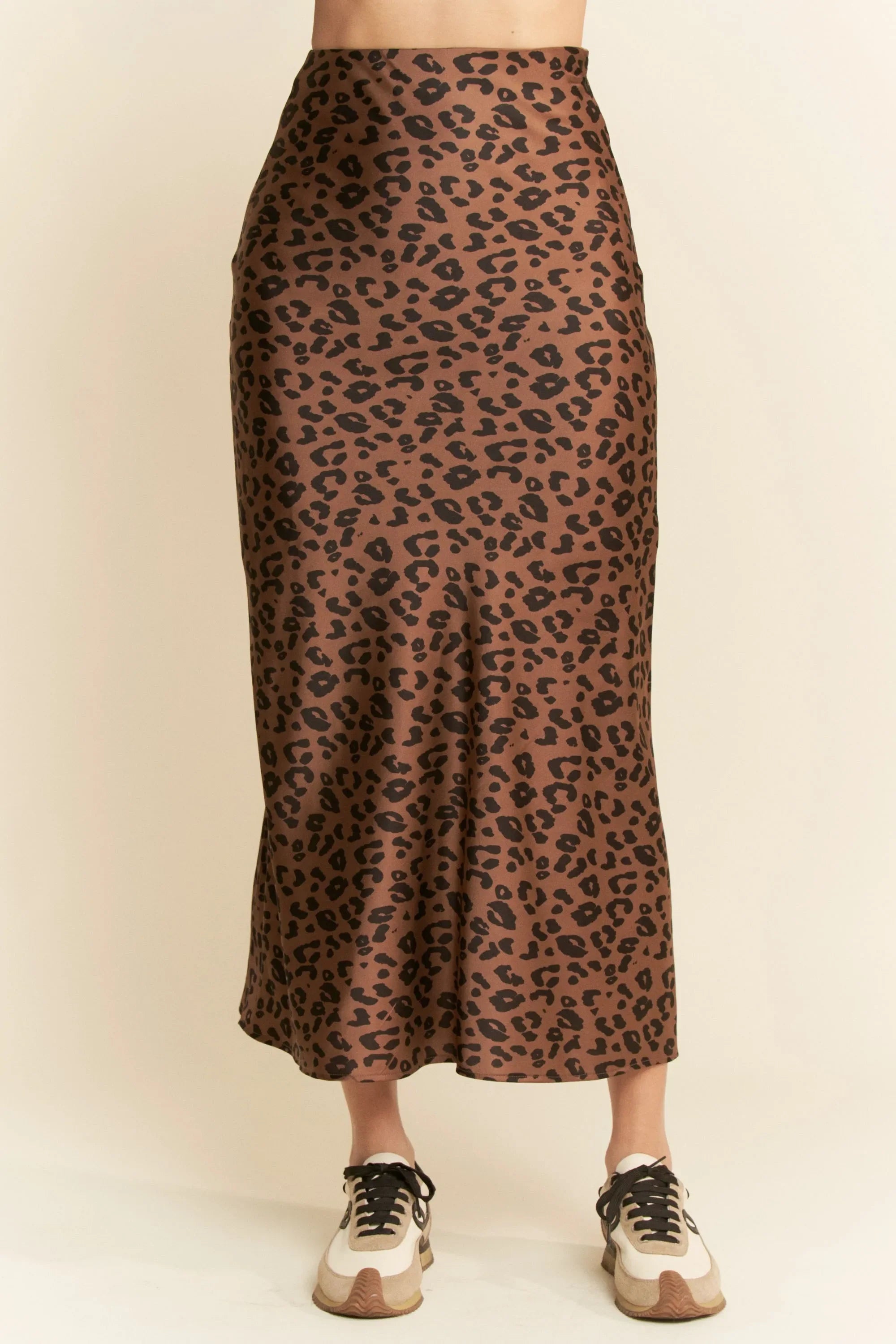 Davi & Dani Leopard Animal Print Long Length Skirt