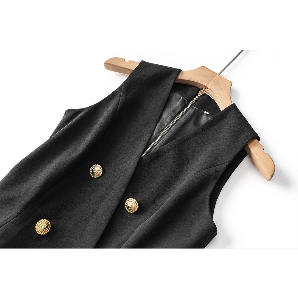 Galilea Black V Neck Mini Dress