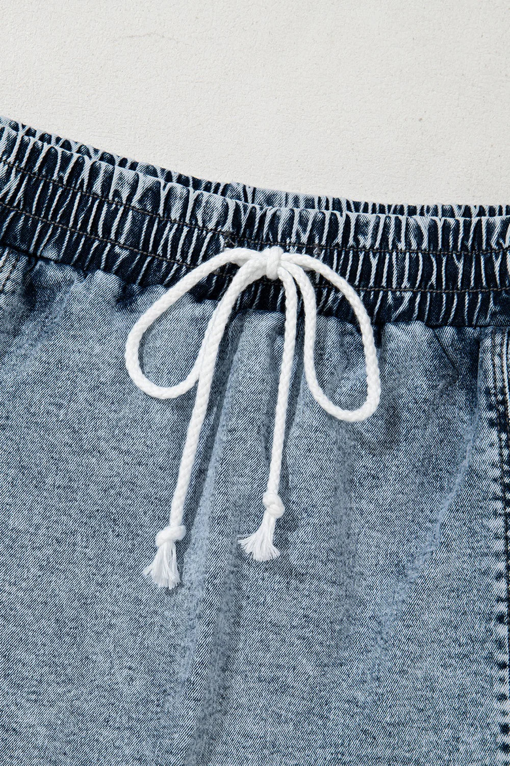 Drawstring High Waist Pocketed Denim Shorts