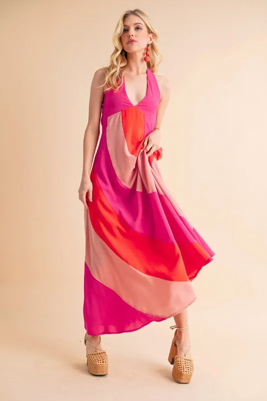 Aemi+Co Color Block Sleeveless Maxi Dress