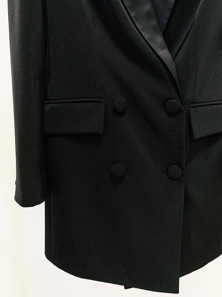 Jade Black Rhinestone Mini Blazer Dress