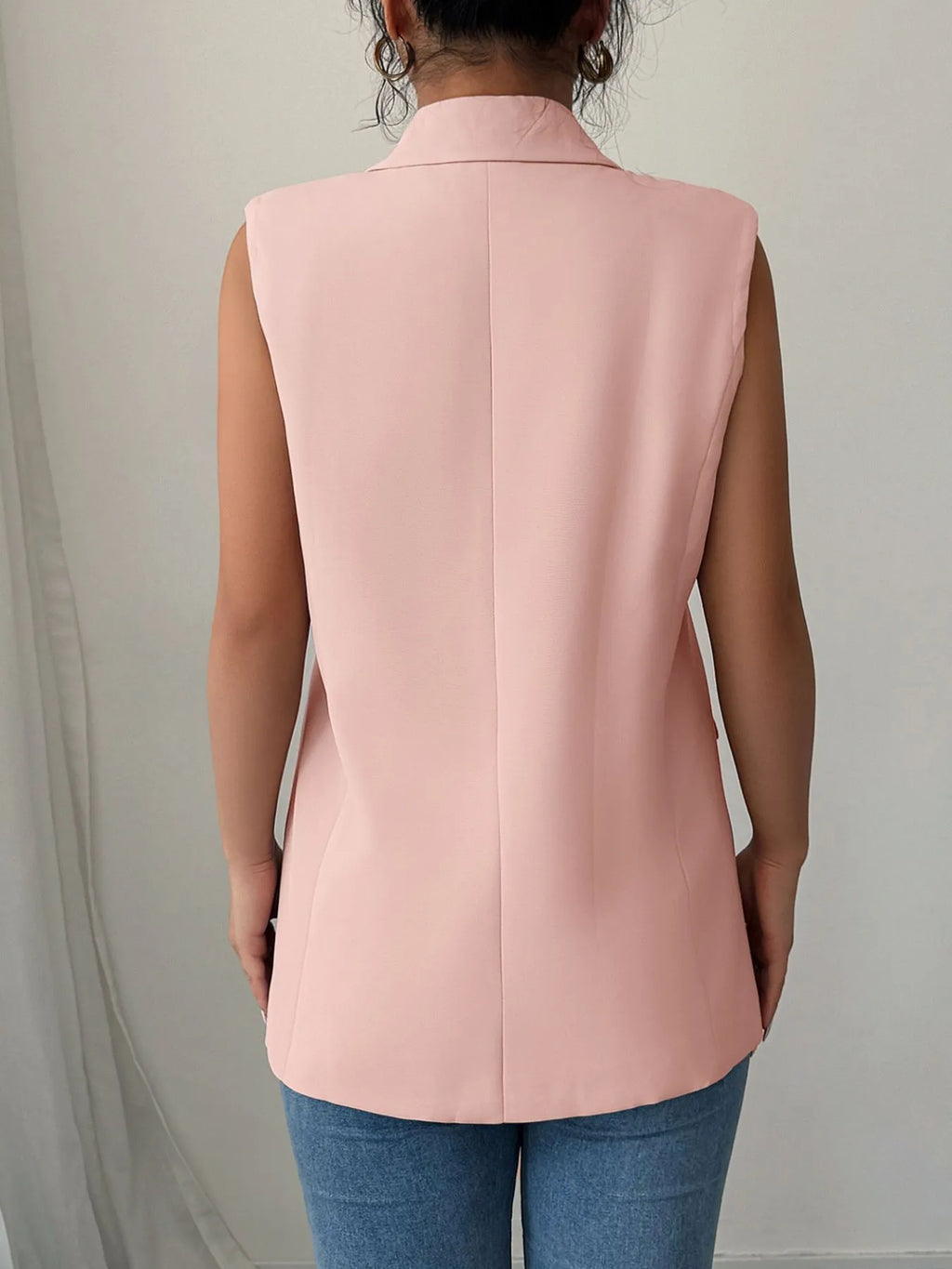 One Button Sleeveless Blazer