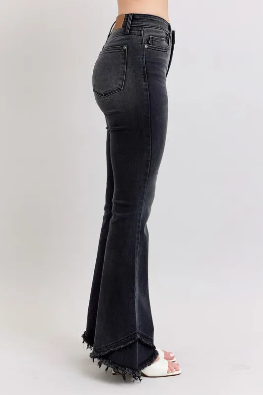 Judy Blue Full Size High Waist Flare W/ Mock Fray Tulip Hem Plus Size