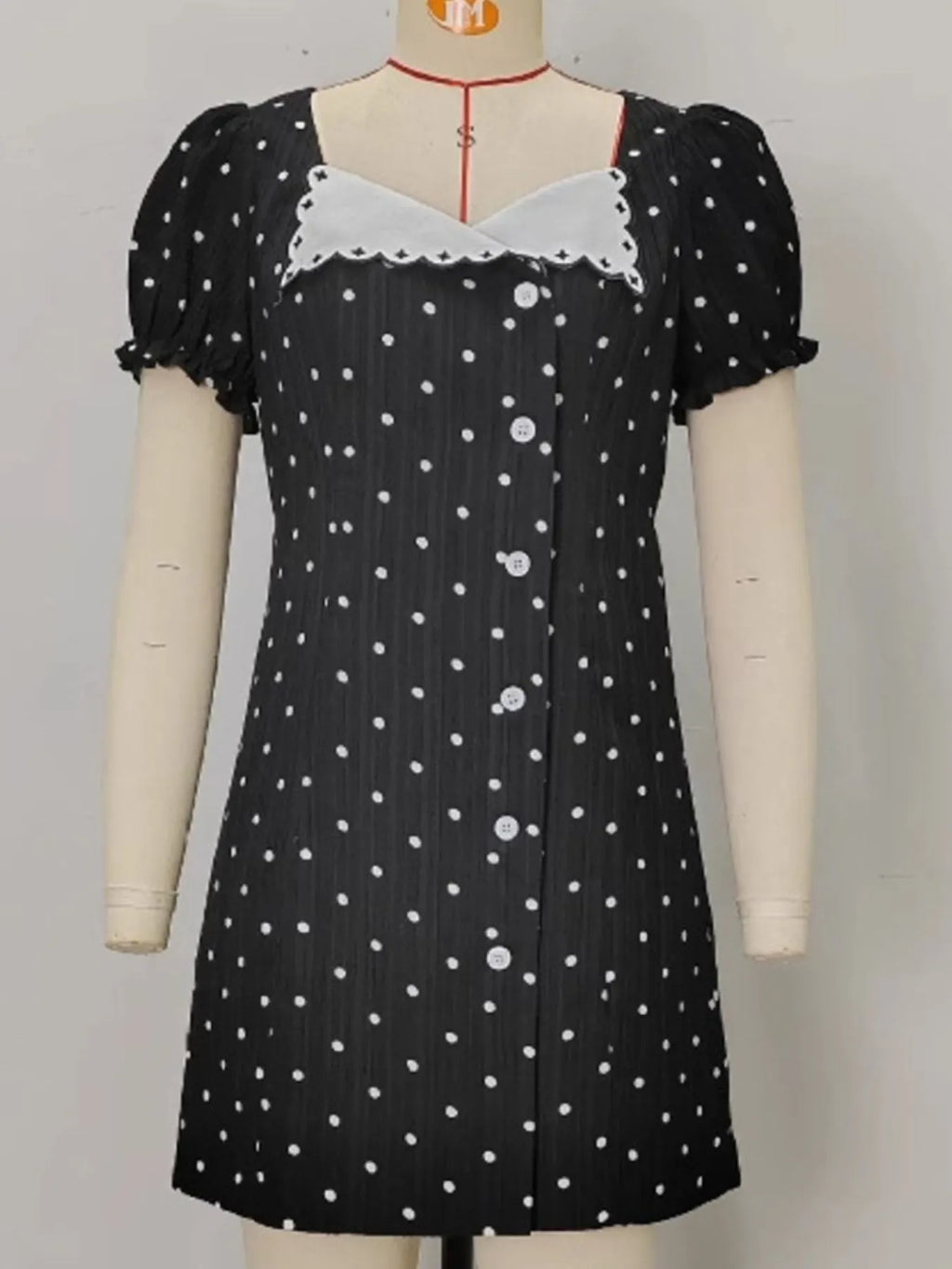Polka Dot Puff Sleeve Mini Dress