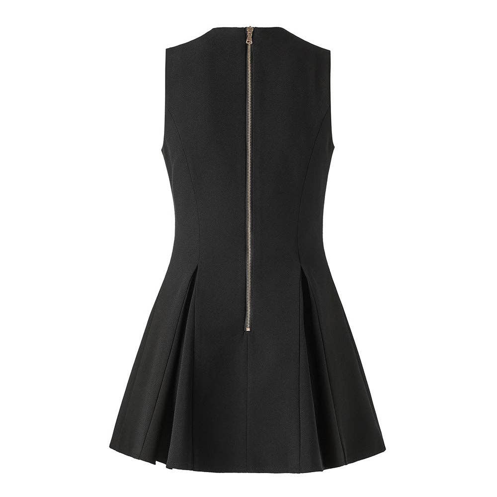 Galilea Black V Neck Mini Dress