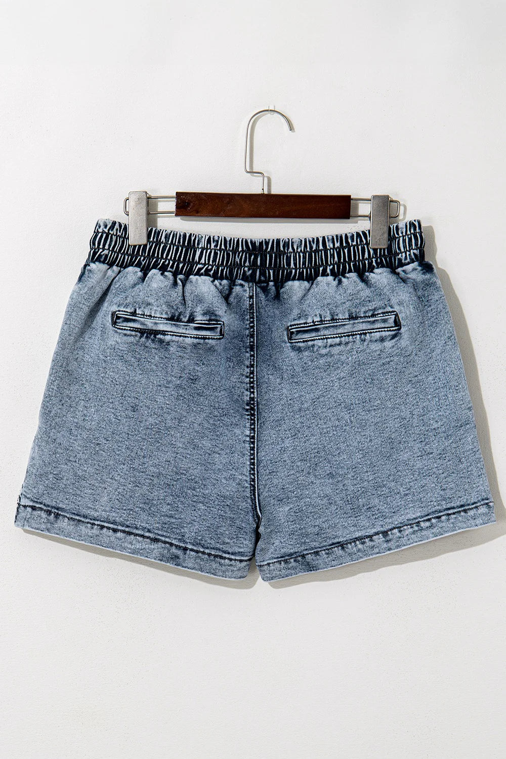 Drawstring High Waist Pocketed Denim Shorts