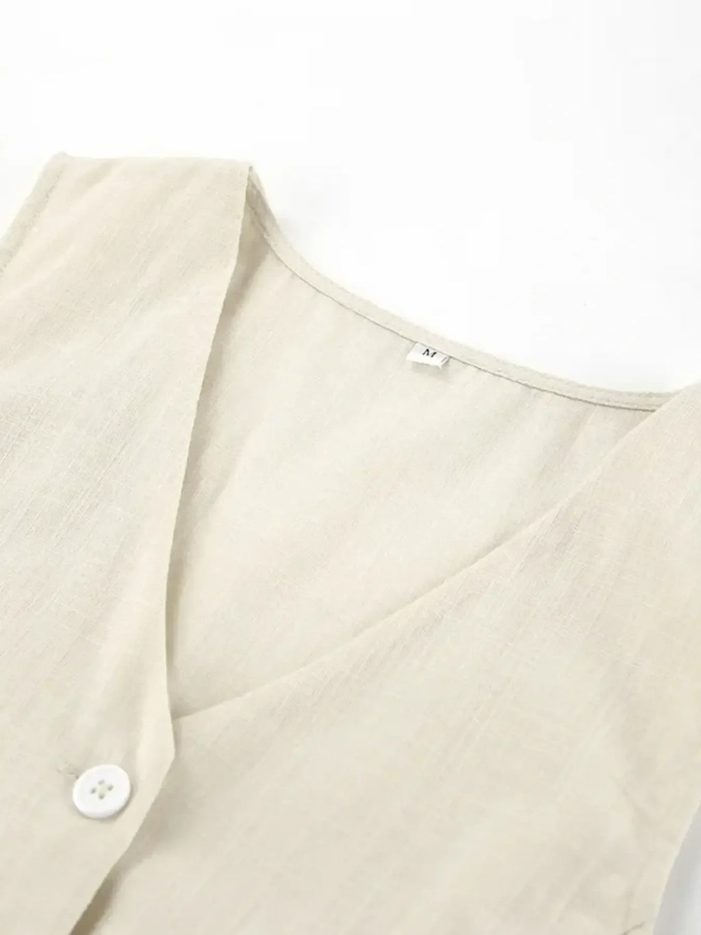 Button Up V-Neck Vest and Shorts Set