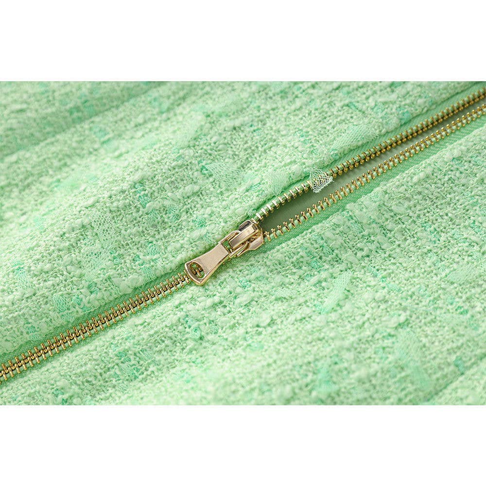 Nadia Mint Halter Tweed Mini Dress