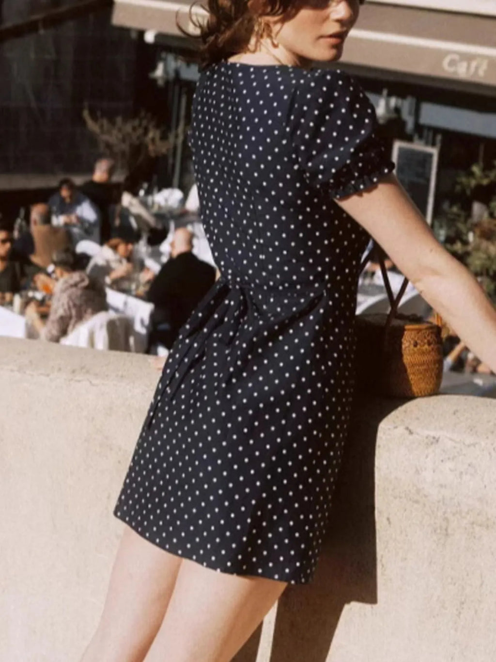 Polka Dot Puff Sleeve Mini Dress