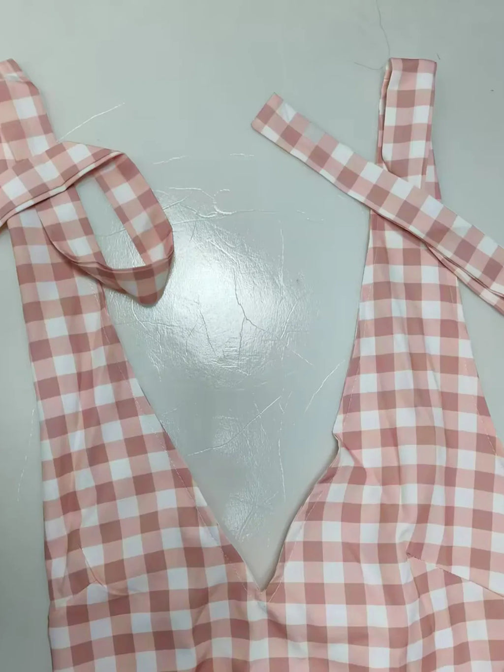 Full Size Gingham Halter Neck Maxi Dress Plus Size