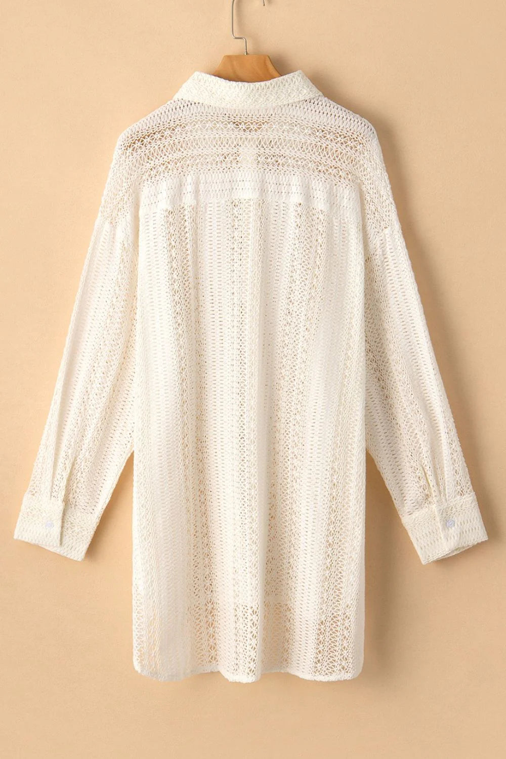 Lace Crochet Collared Neck Oversized Shirt